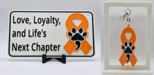 🧡 Orange Awareness Ribbon Bundle | Sign + Keychain product image (1)