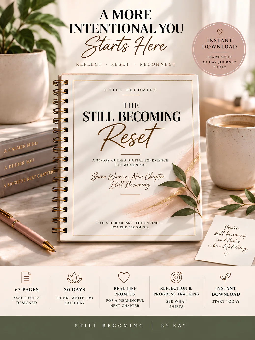 The Still Becoming Reset | 30-Day Guided Digital Journal for Women 40+ product image (1)