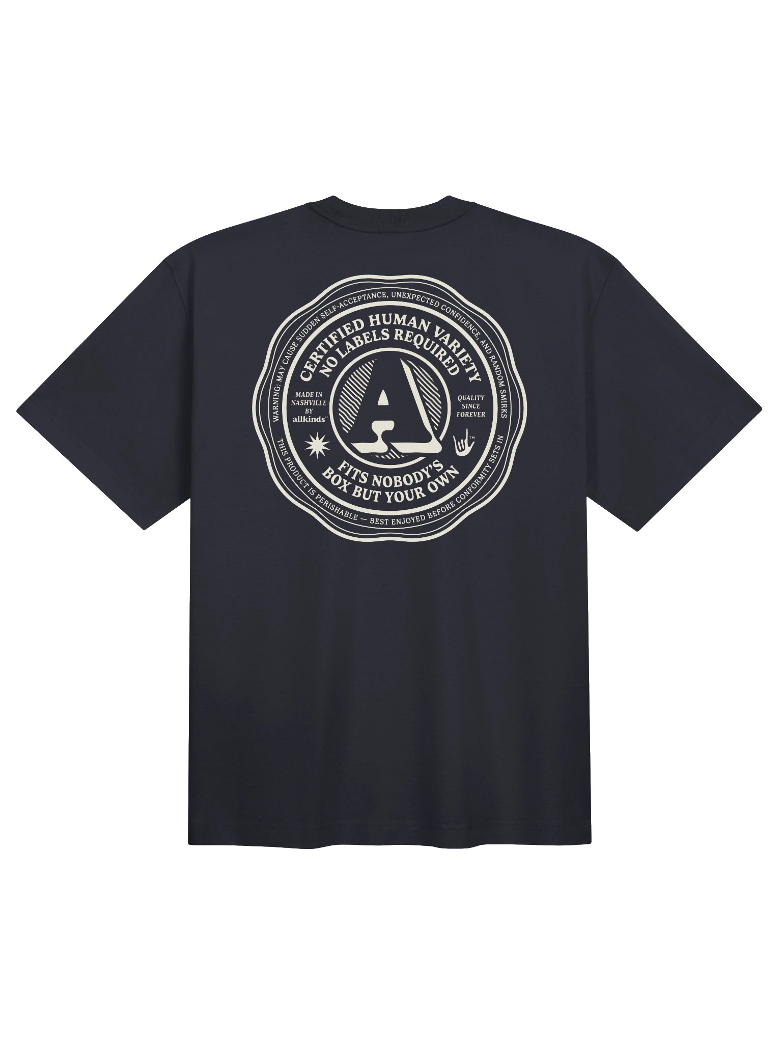 the 'labels' tee | double hit | dark product image (2)