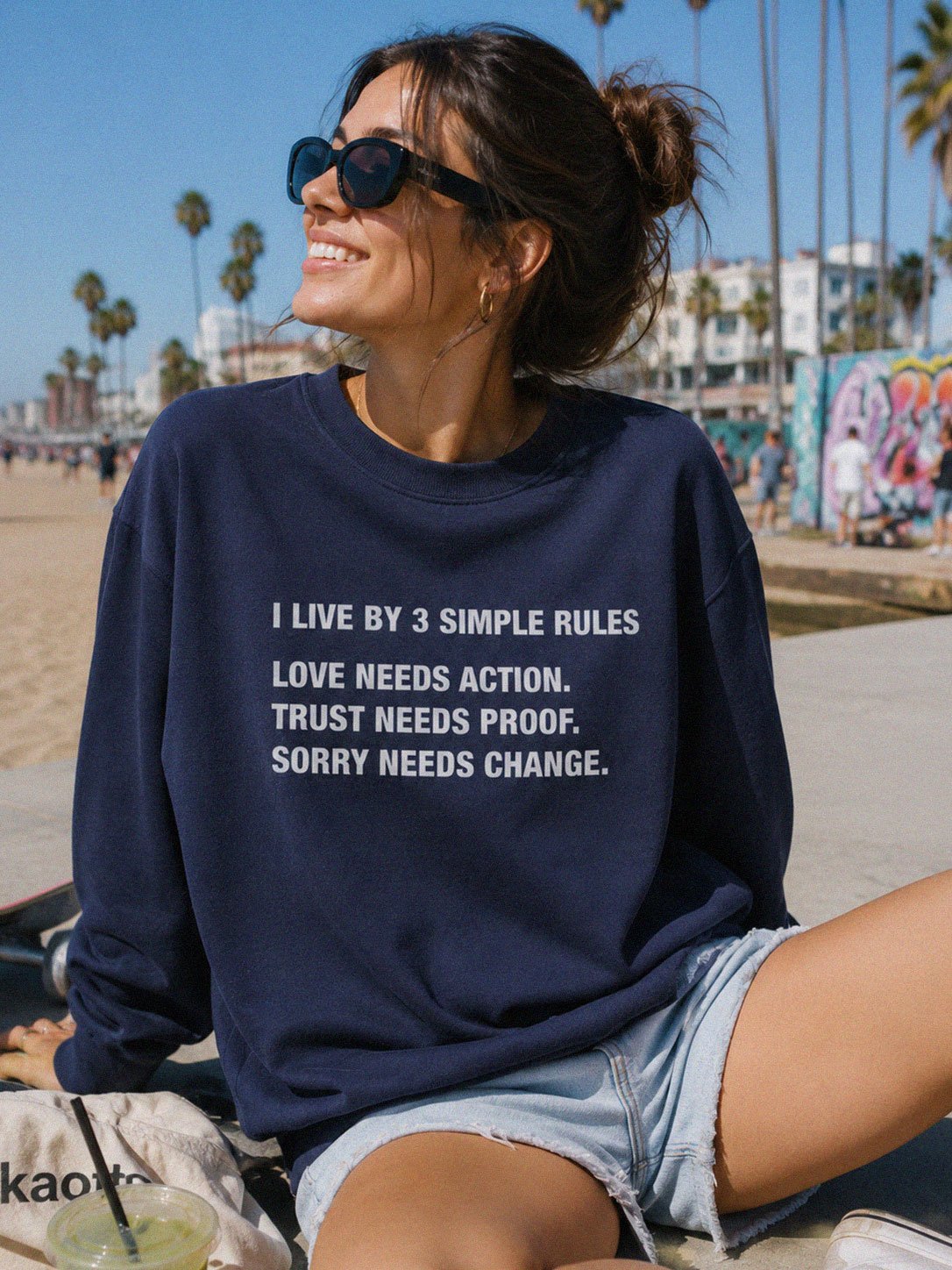 3 Simple Rules Sweatshirt | Bold Truth Statement Mental Health Streetwear product image (1)