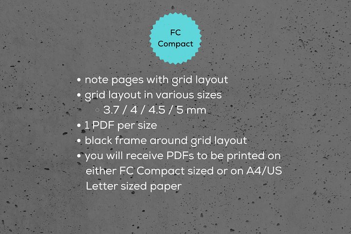 grid note pages - Franklin Covey Compact - various grid sizes - 3.7/4/4.5/5 mm product image (2)