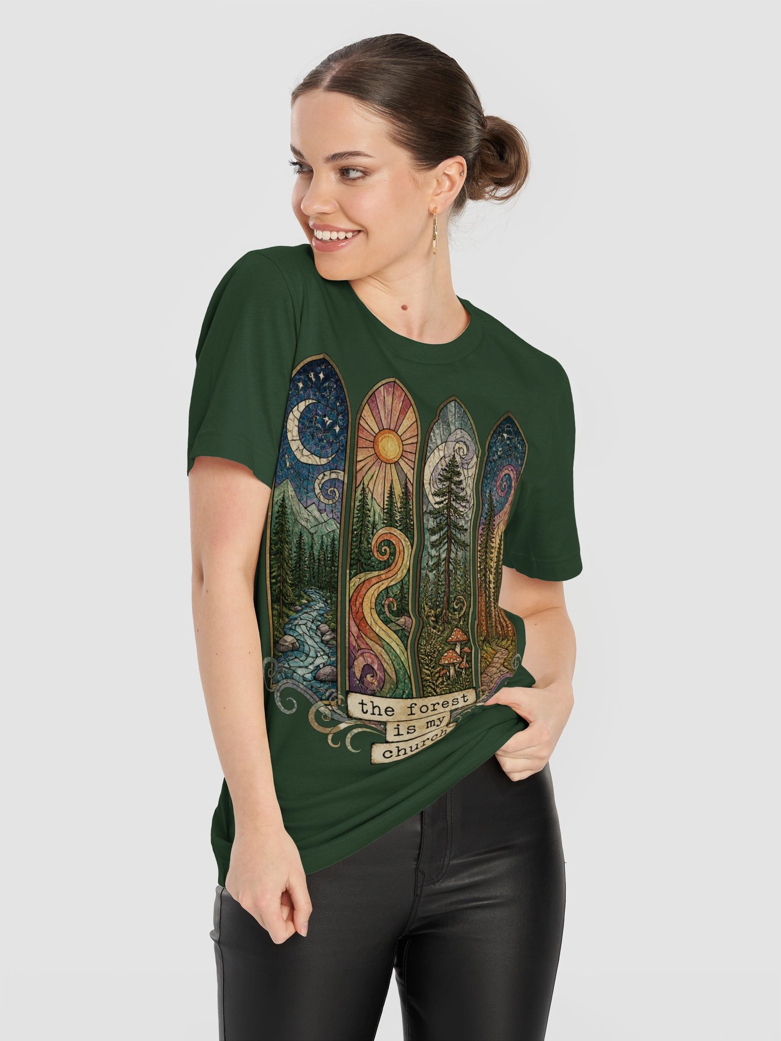 Forest Is My Church Shirt, Stained Glass Nature Lover Tee product image (12)