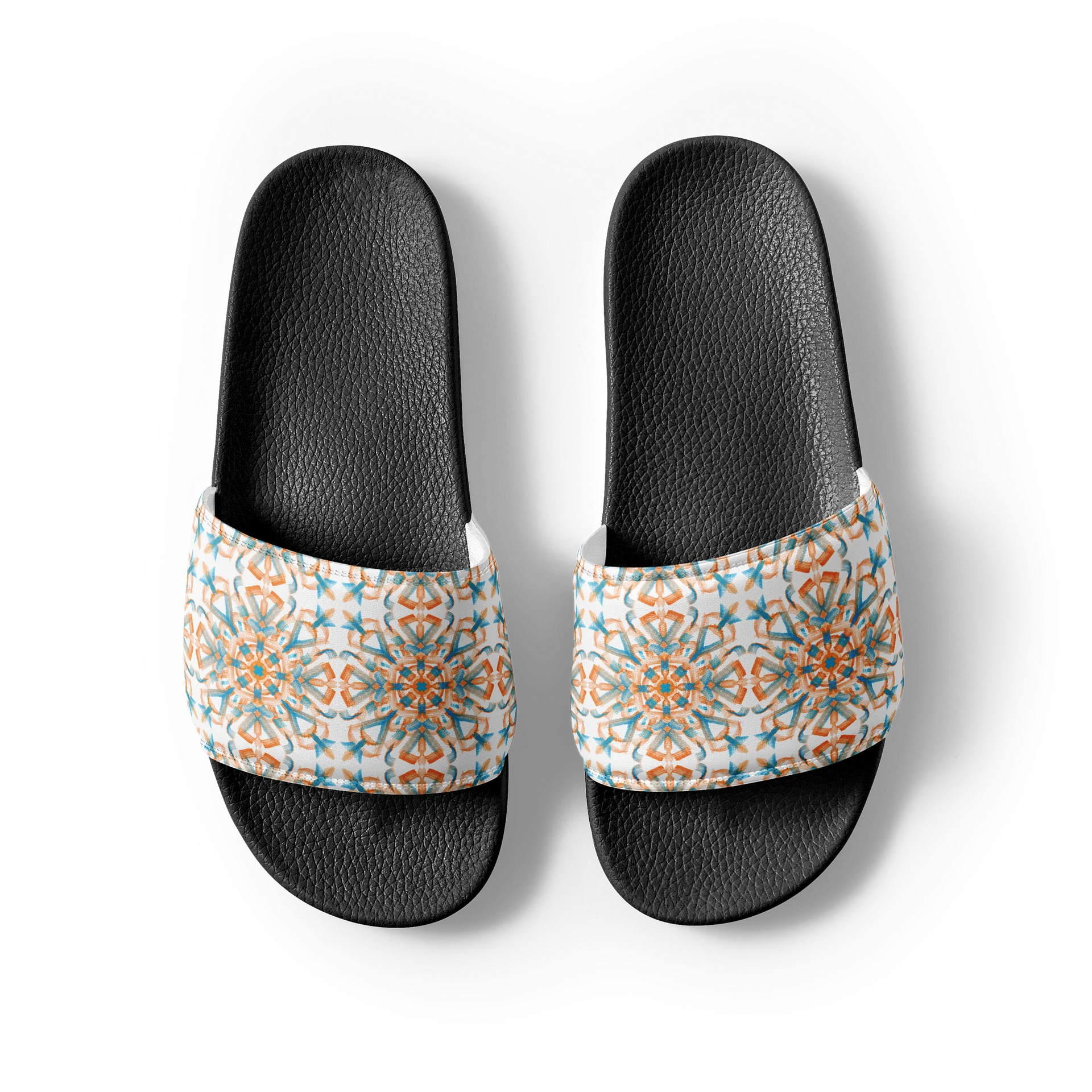 Sunset Kaleidoscope Women's Slides (White Background) product image (1)