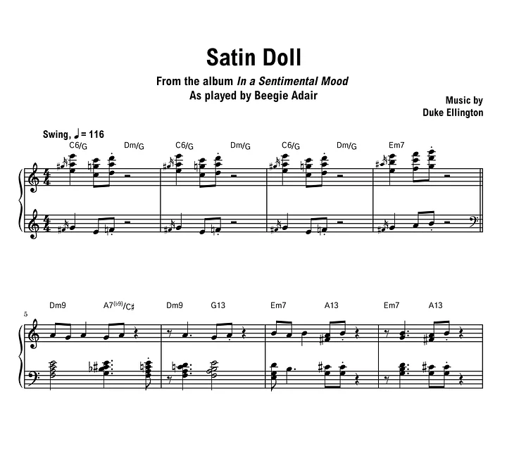 Beegie Adair - Satin Doll - Sheet music (PDF) product image (1)