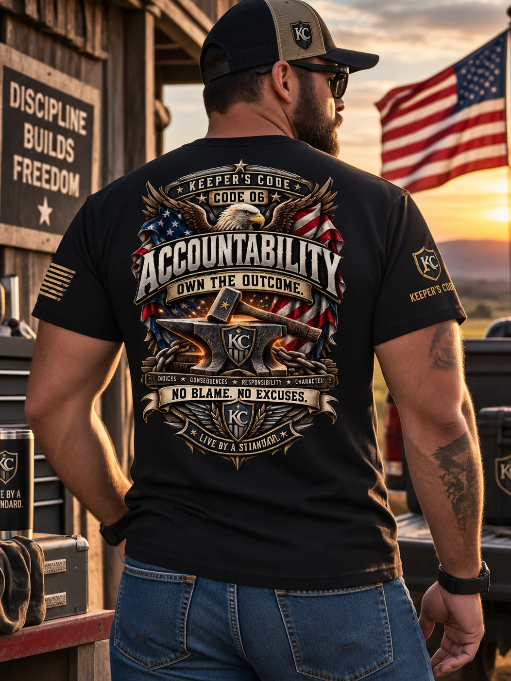 Keeper’s Code™ Men’s CODE 06 Accountability Anvil & Eagle T-Shirt product image (2)