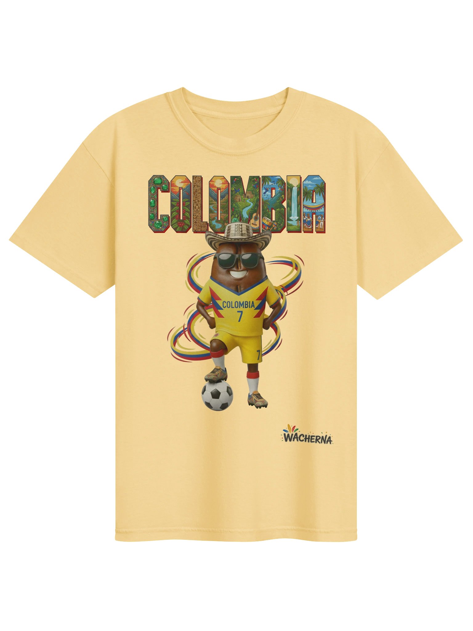 Colombia Coffee Mascot Fan Art T-Shirt – Vibrant Culture & Football Streetwear product image (1)