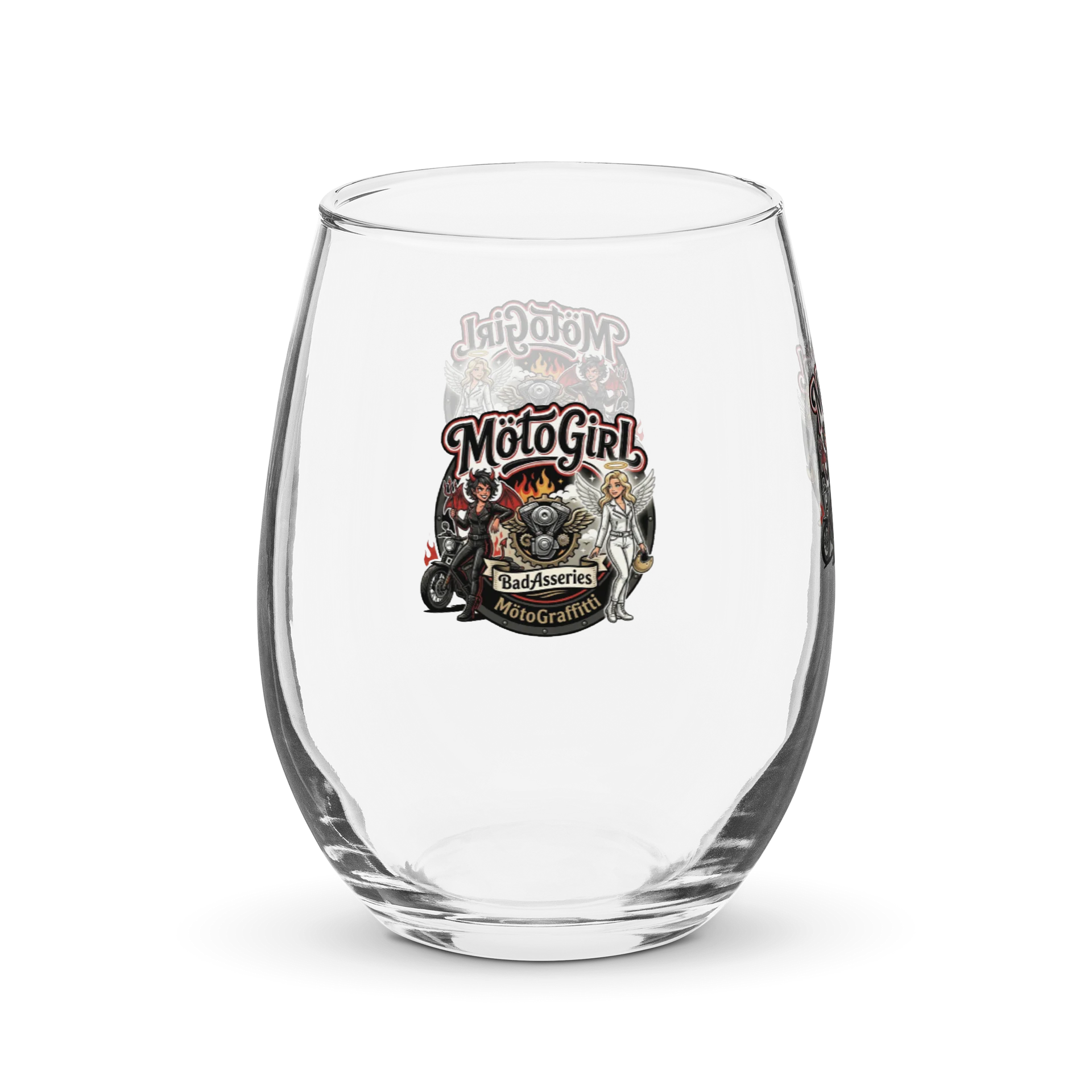 MotoGirl Emblem Stemless Wine Glass product image (4)
