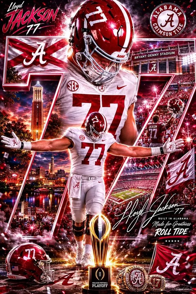 There are only 77 days left till @Alabama Football takes on East Carolina for the season opener! Meet Lloyd Jackson this years #77. I had to include my favorite lineman Jaeden Roberts @jaeden_kings