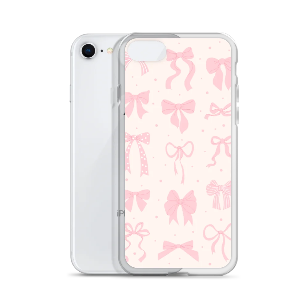 Pink Bow Pattern Clear iPhone Case product image (55)