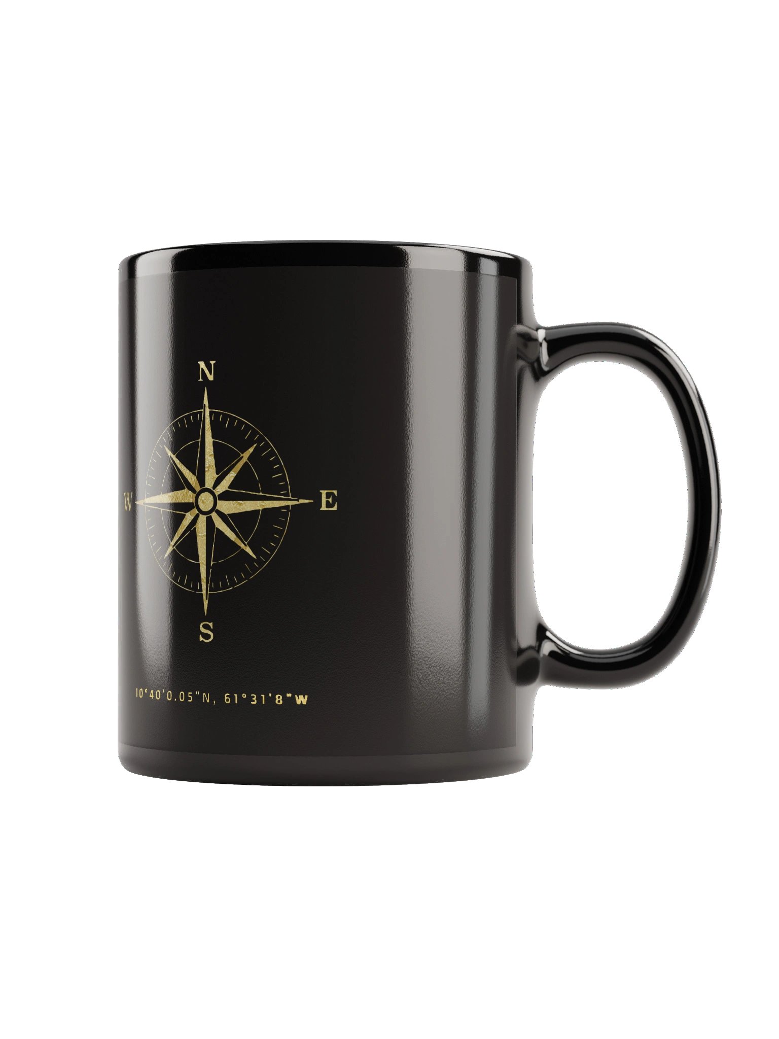 Compass - Trinidad and Tobago - Vintage Gold | Black Glossy Mug product image (5)