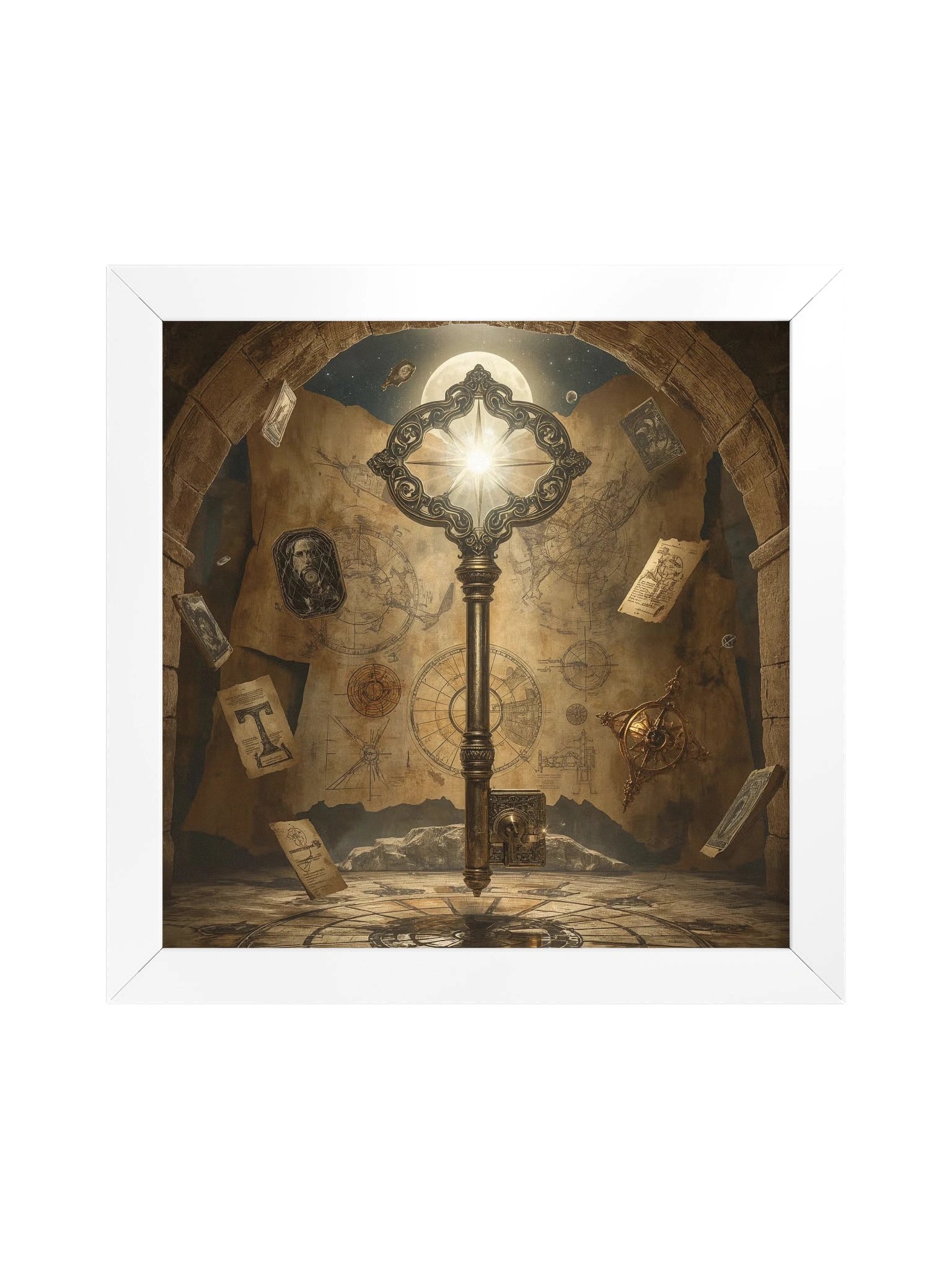 The Gatekeeper’s Key – Eternal Archive | Framed Square Poster (White Frame) product image (2)
