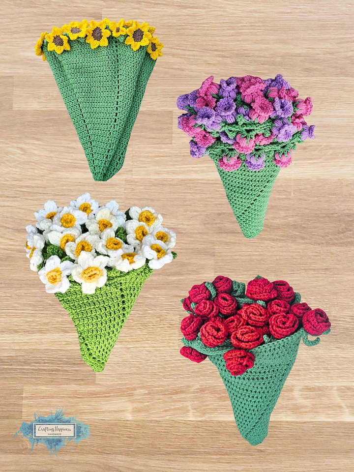 Crochet Flower Blanket Patterns Bundle | Rose, Sunflower, Daffodil, Lily (PDF) product image (2)