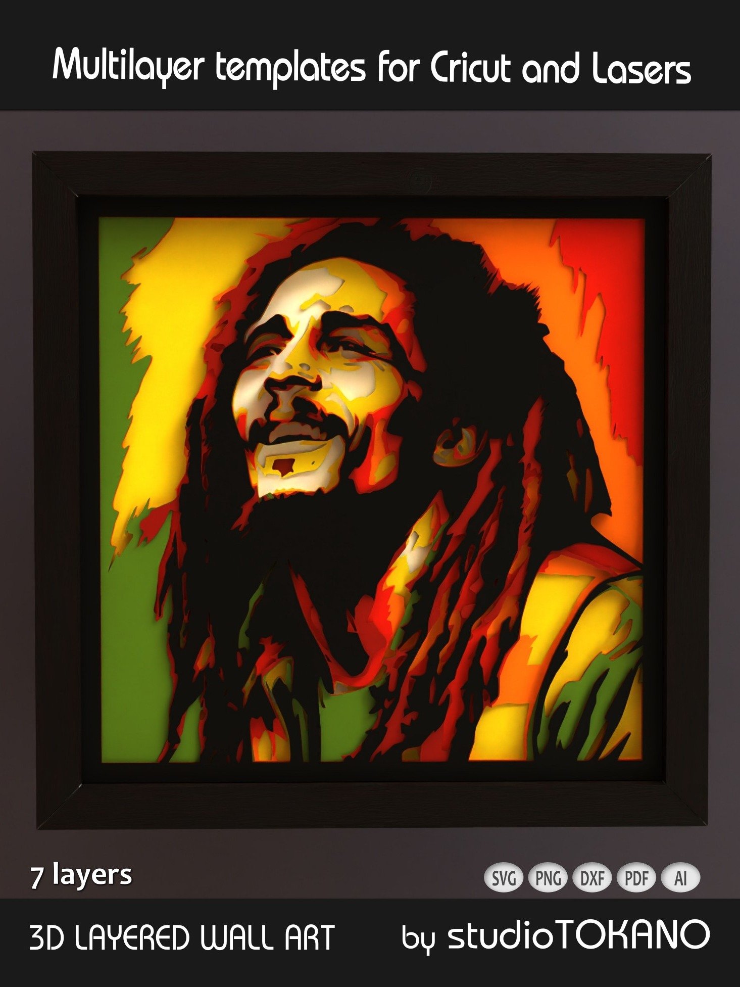 Bob Marley 3D layered Shadowbox product image (1)
