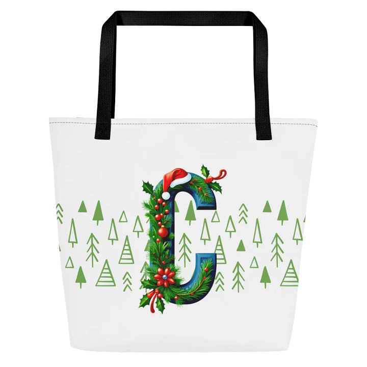 Christmas Monogram Letter C(2) White Tote product image (2)