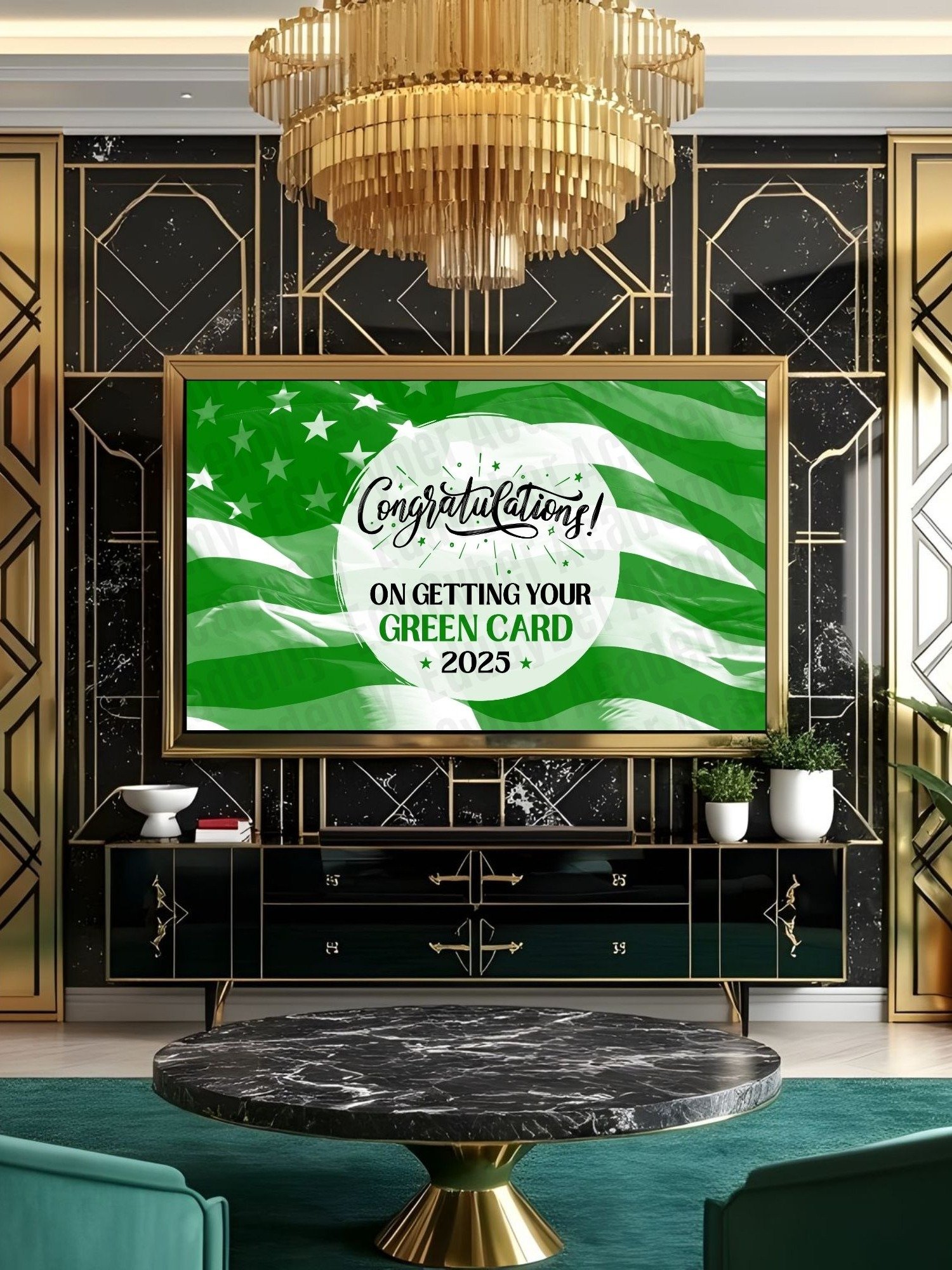 US Permanent Resident Frame TV Art Congratulations Green Card Renewal Celebration Desktop & Laptop Greencard Wallpaper Background product image (4)