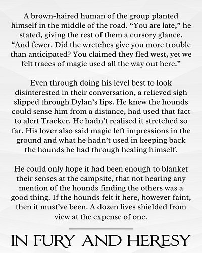 Week 16's snippet from the prologue of my m/m romantic fantasy wip, In Fury and Heresy.

#queerbooks #mmromance #queerfantasy...