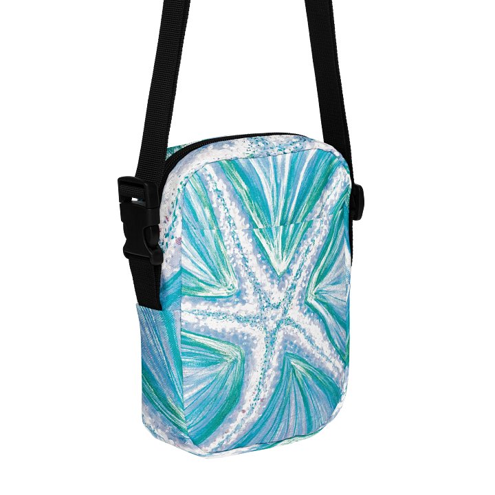 Bright Cyan Starfish | Crossbody Bag | by Monique Faella Designs™ | Coastal Cool Meets Everyday Utility | Sea-Inspired Style in Motion 🌊⭐🎒 product image (2)