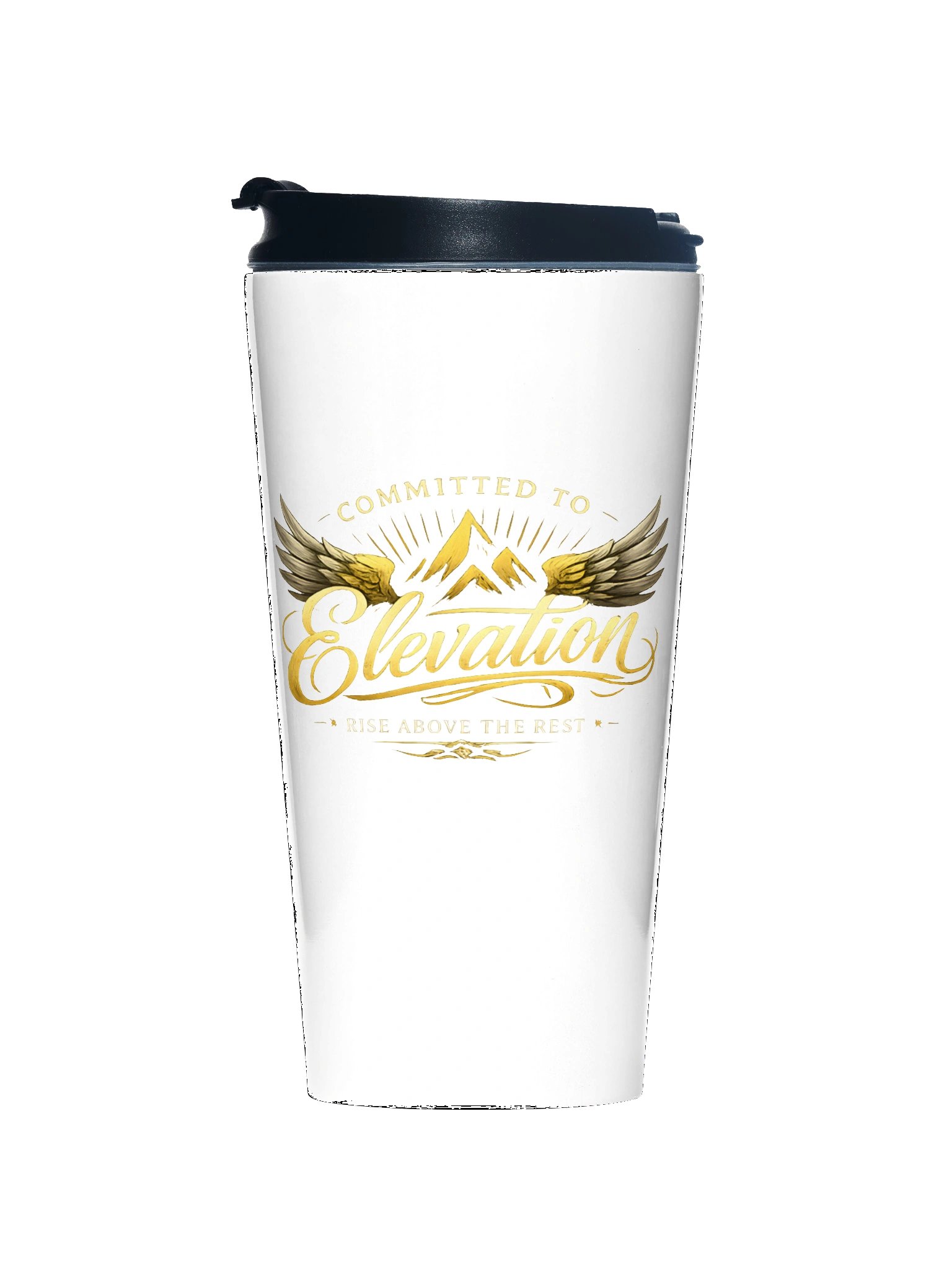 COMMITTED TO ELEVATION — Stainless Steel Travel Mug (Rise Above The Rest) product image (1)
