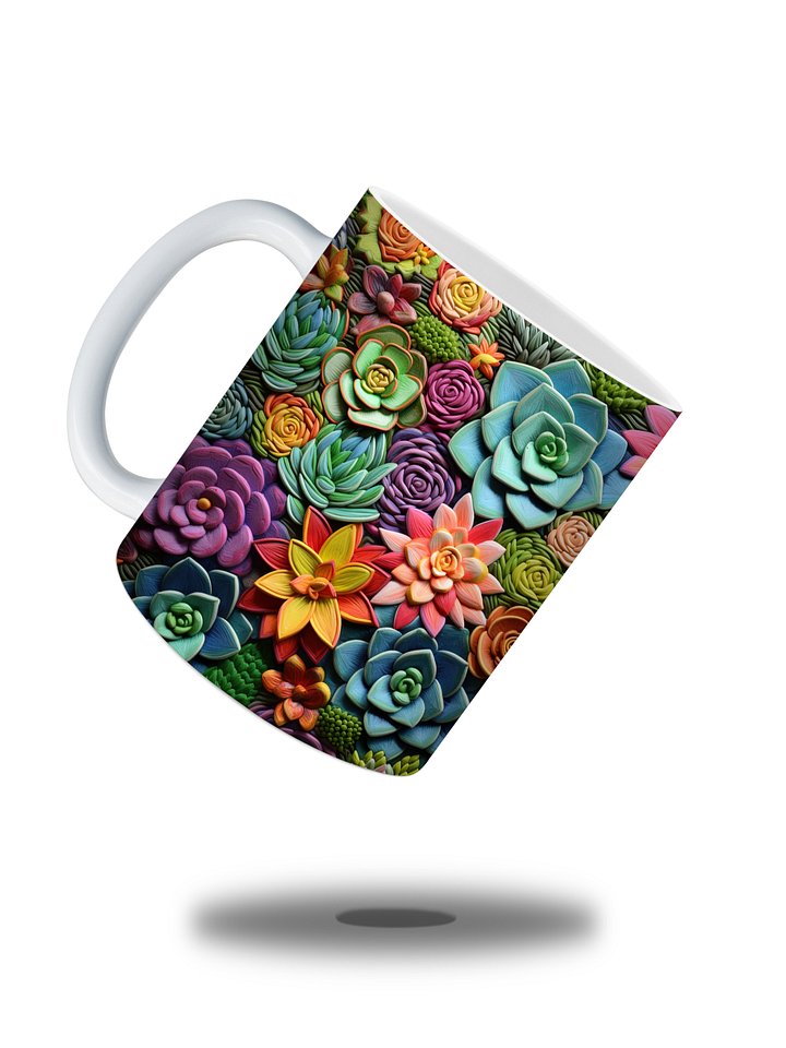 Succulent Garden 11oz Coffee Mug – Vibrant Succulent Plant Design Ceramic Cup – Perfect for Plant Lovers and Unique Gifts product image (2)