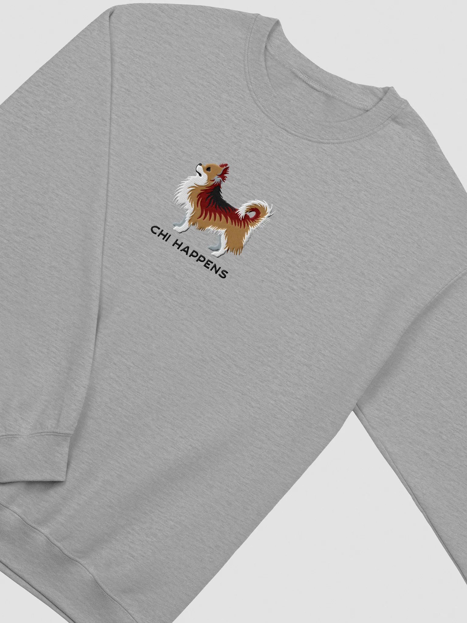 Chi Happens Sweatshirt (Embroidered) of a Longhaired Chihuahua(Sable) product image (6)