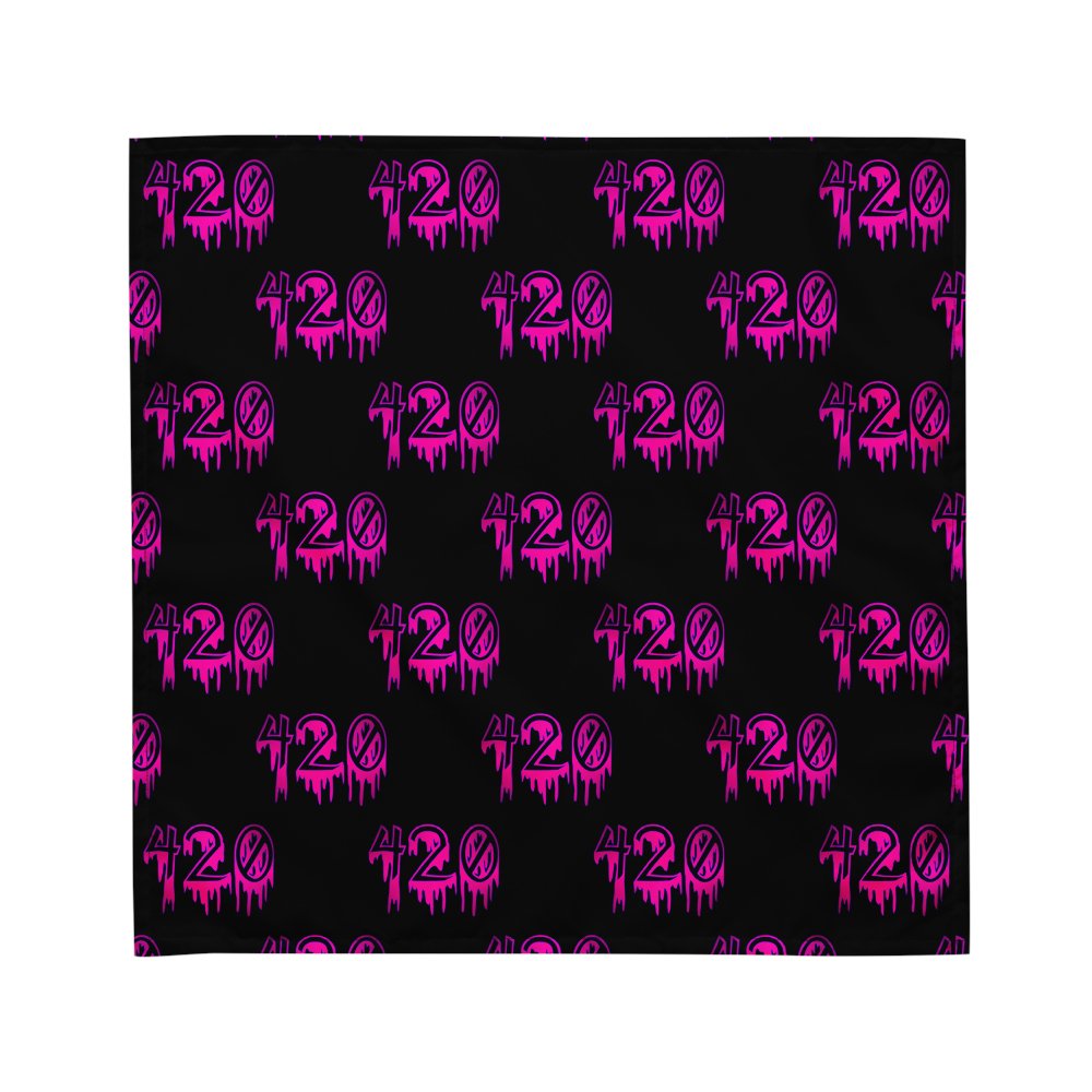 Twisted 420 Horror Stoner Style Bandana, Black Neon Pink Creepy Cannabis Accessory product image (2)