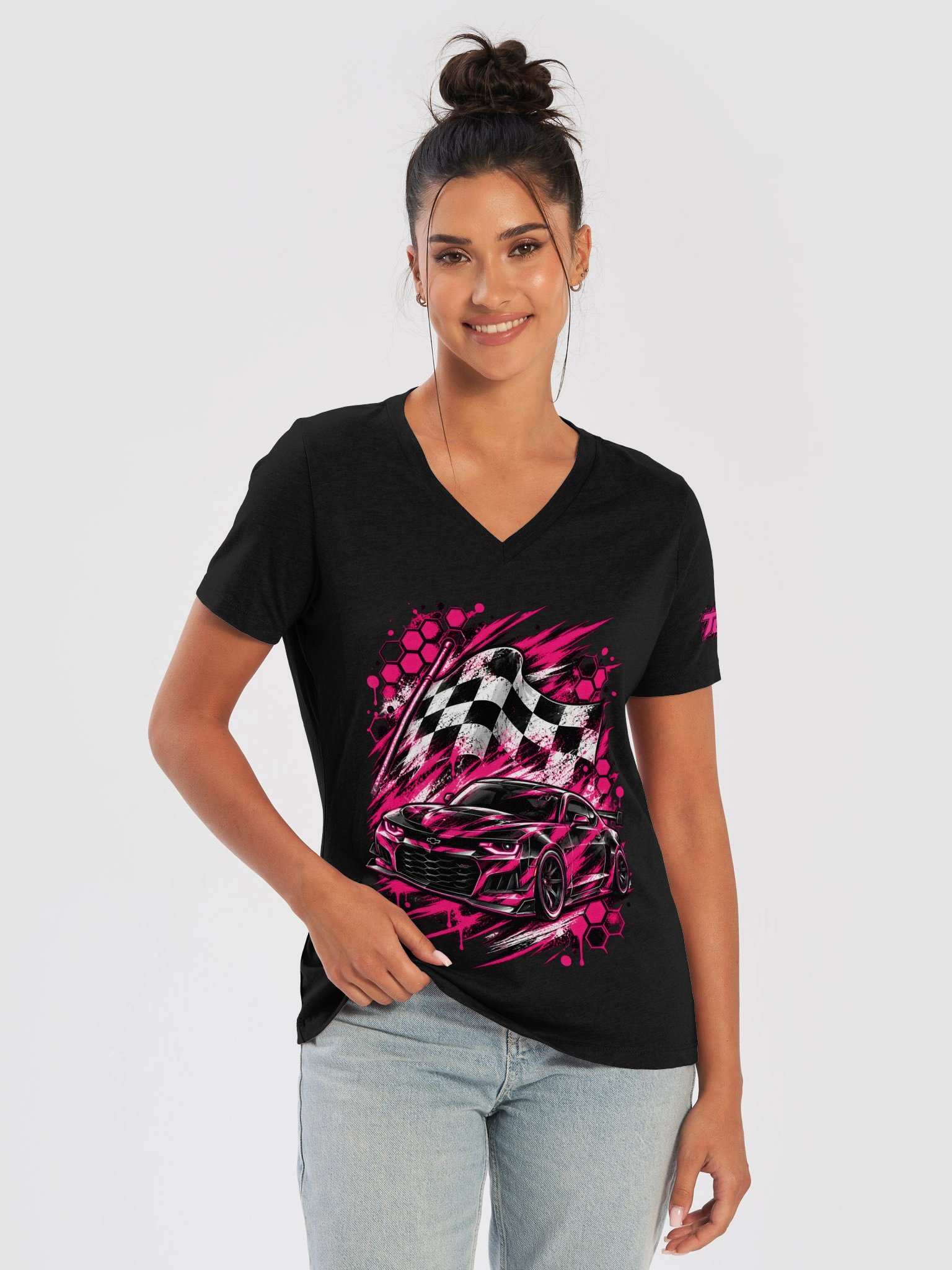 TGR Pink Thunder Women's Racing V-Neck T-Shirt product image (9)