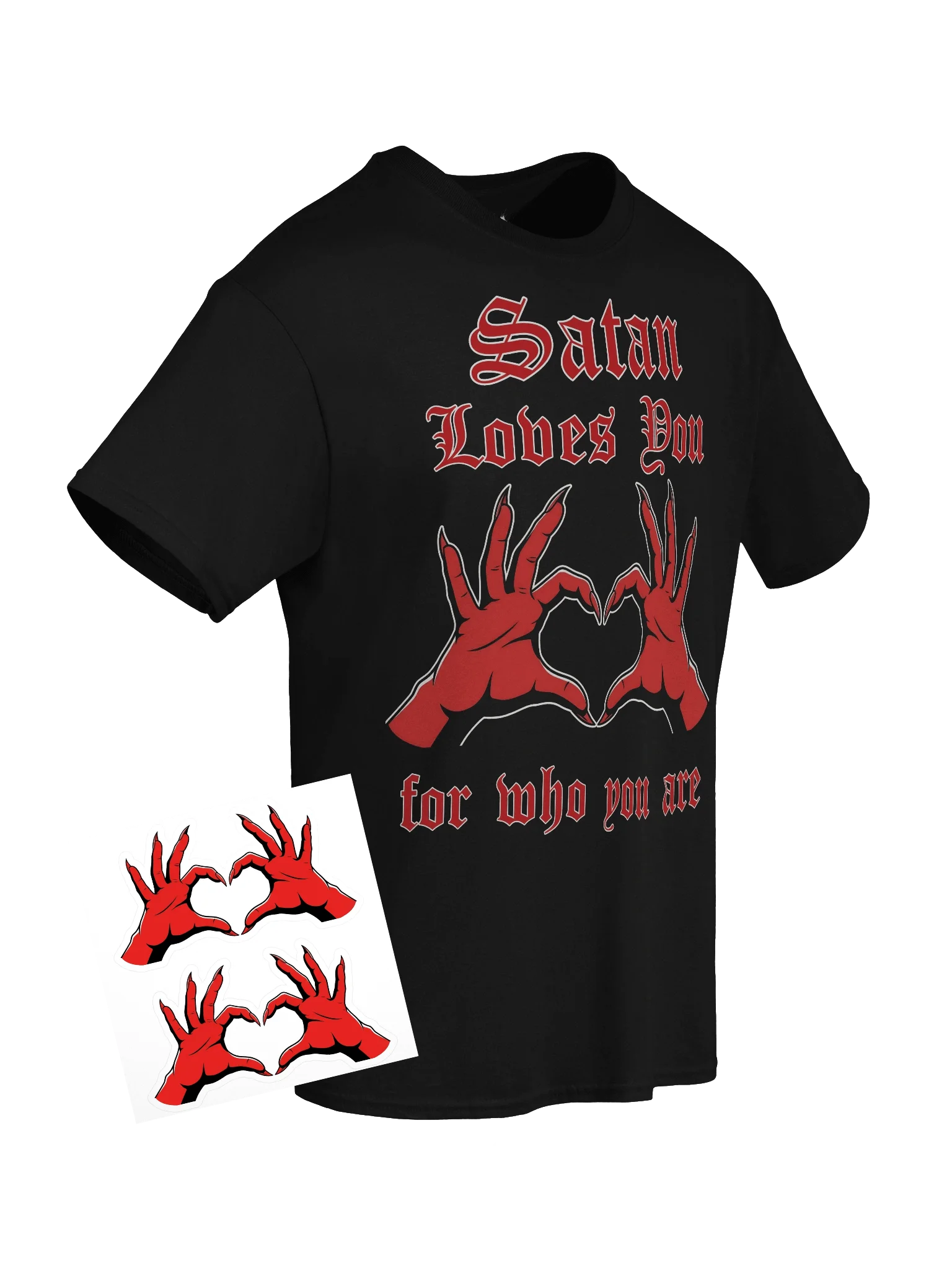 Satan Loves You Tee & Stickers Bundle product image (1)