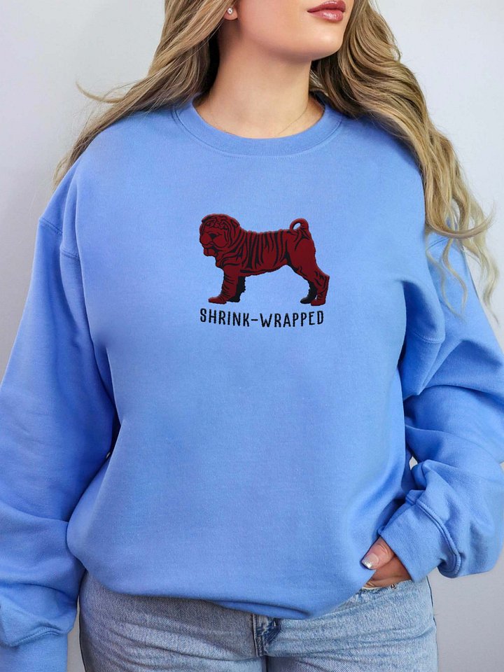 Shrink-Wrapped Sweatshirt (Embroidered) of a Chinese Shar-Pei(Chocolate) product image (2)