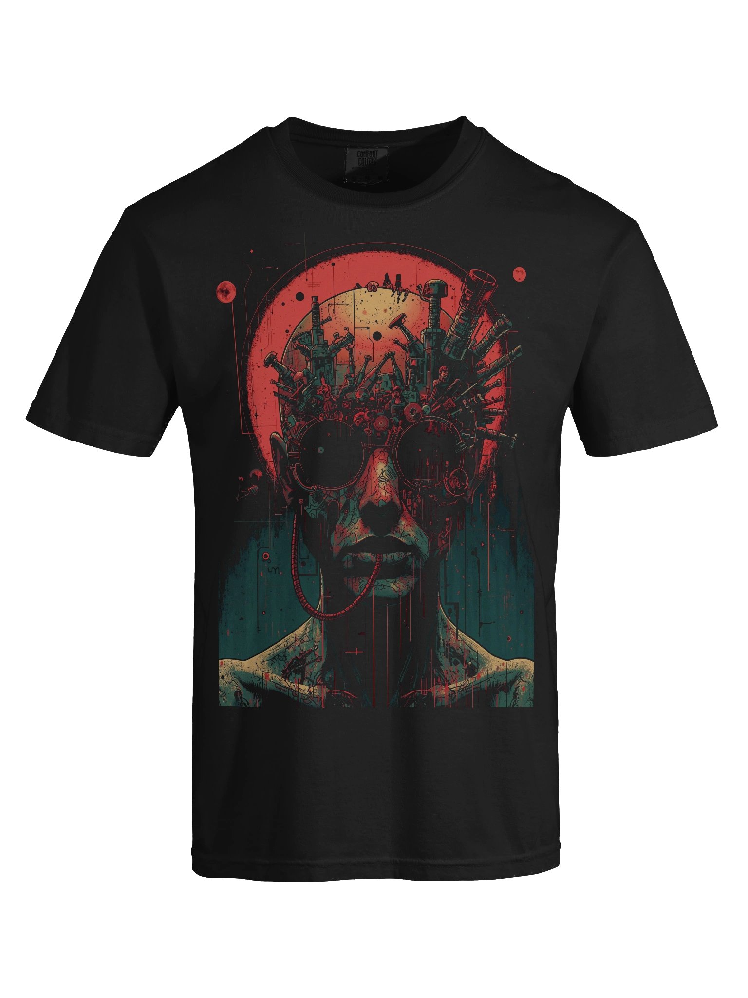 Cyberpunk Biomech Portrait Heavyweight T-Shirt product image (2)