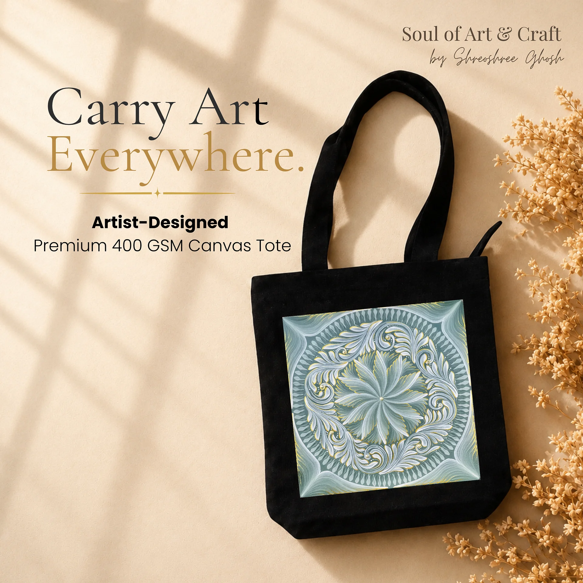 Green Mandala Art Print Canvas Tote Bag product image (1)