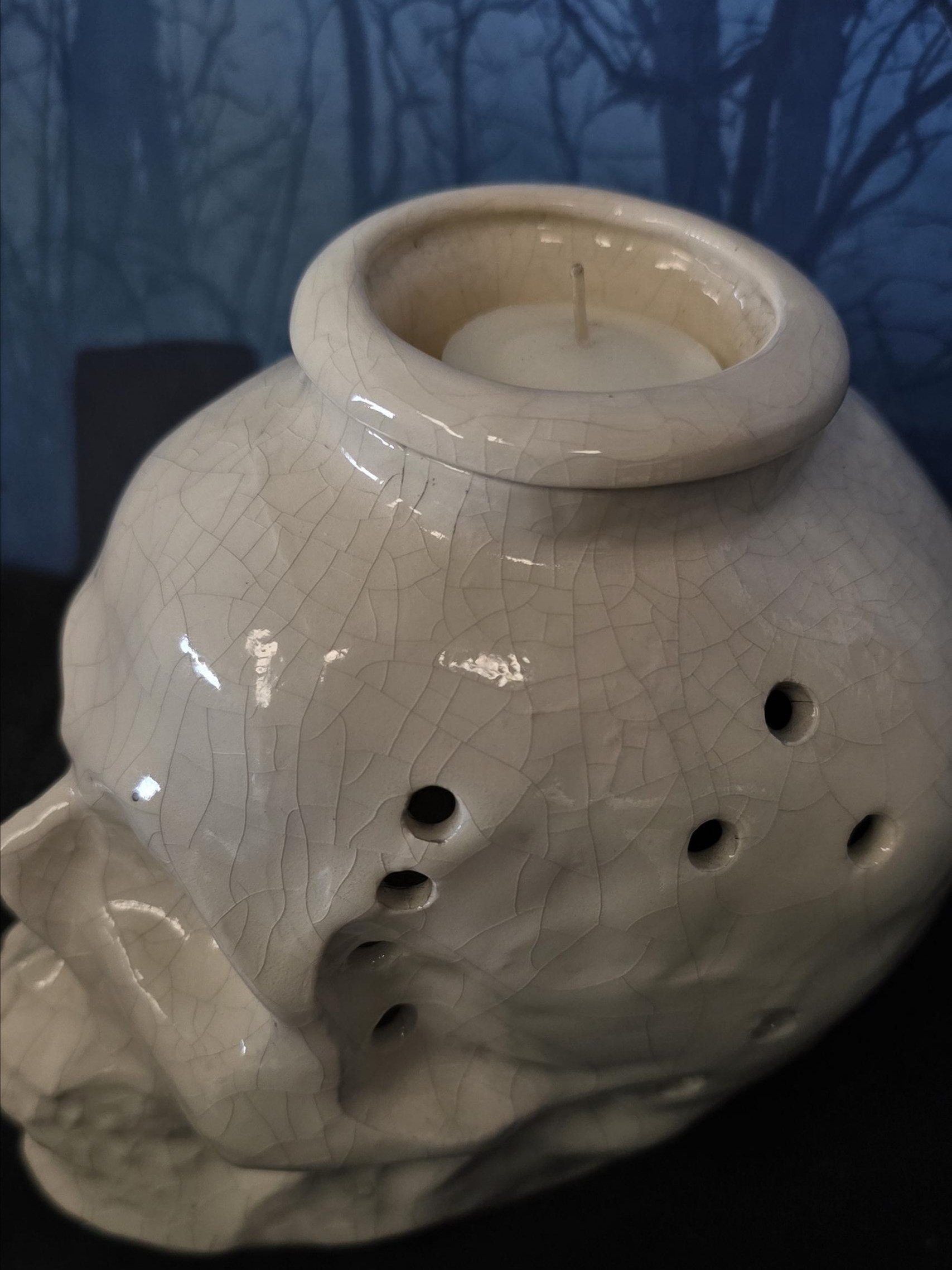 Crackle Glaze Skull Wax Warmer: Ceramic Incense Burner product image (4)