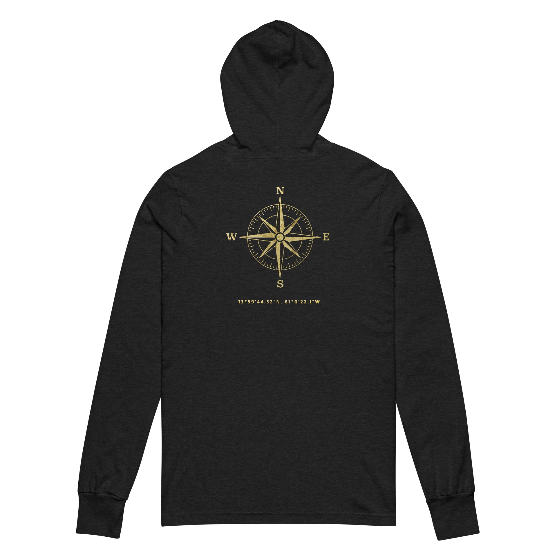 Compass - St.Lucia - Vintage Gold | Unisex Hooded Long Sleeve Tee product image (4)