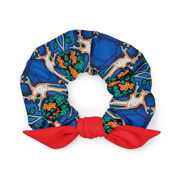 Bold Abstract Floral & Red Bow Scrunchie product image (1)