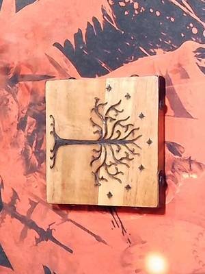Tree of Gondor Pyrography Coaster - Custom for a freind Visit my Tiktok store page or the official site at: Prometheus-Pyrography.web.app  Ai Music #pyrography #lordoftherings #tolkien #handmade #craft 