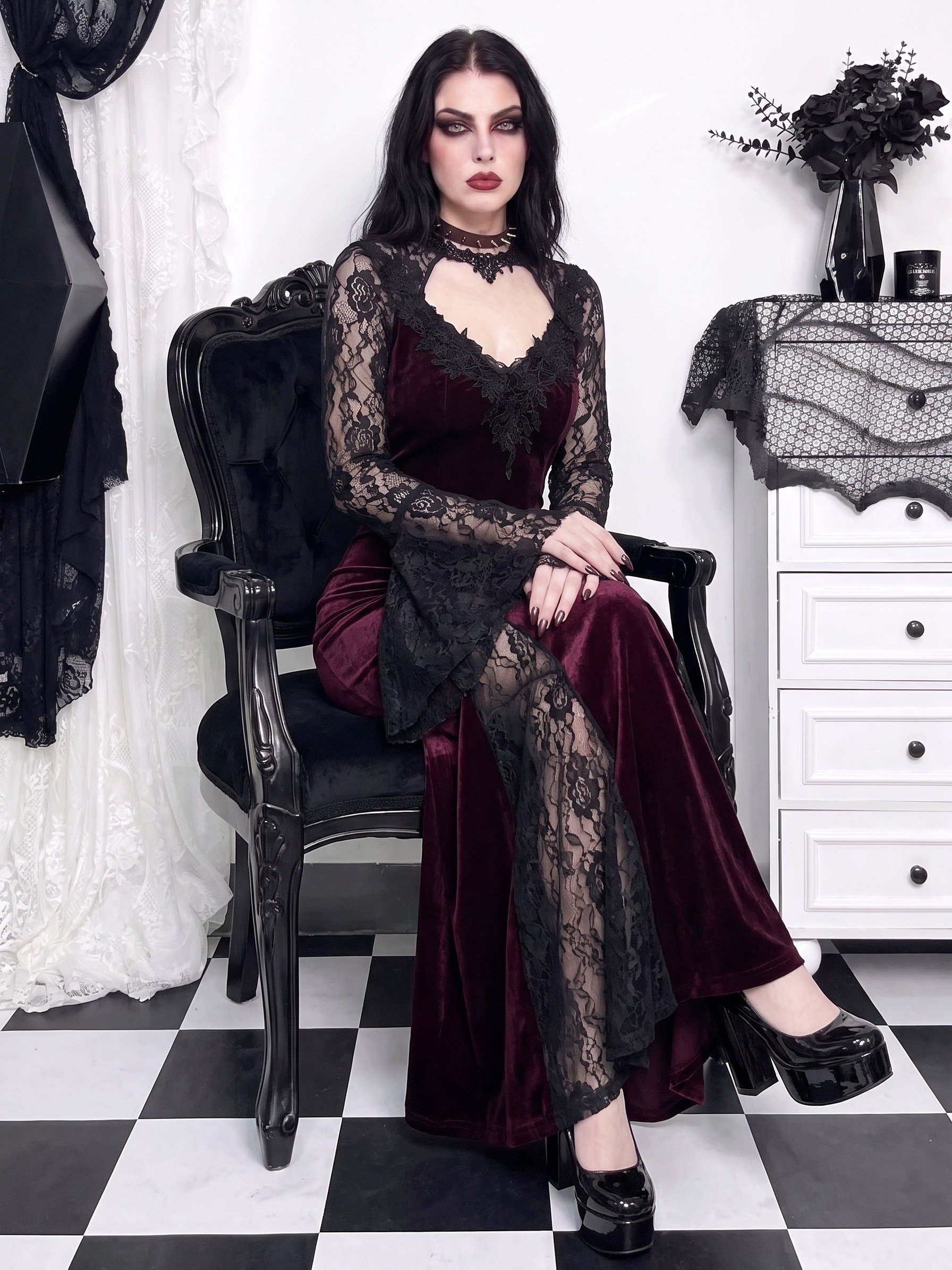 AltGoth Aesthetic Gothic Midi Dress Women product image (4)