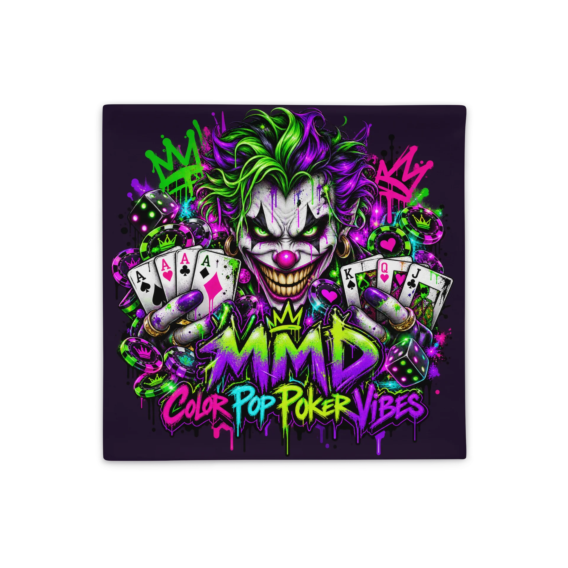 Neon Joker Gamer Pillowcase – Color Pop Poker Vibes product image (3)