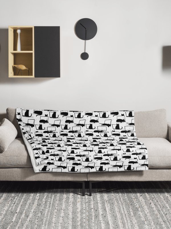 Cats on Laptops Pattern Throw Blanket product image (13)