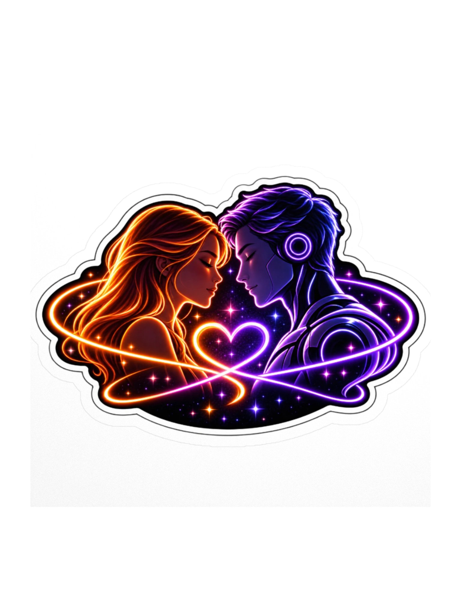 Human + AI Connection Sticker — Woman + Male AI product image (1)
