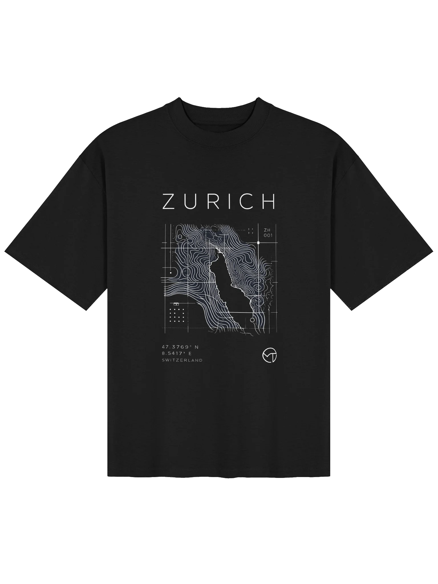 ZURICH Topography Tee – Premium Swiss Contour Graphic T-Shirt product image (2)