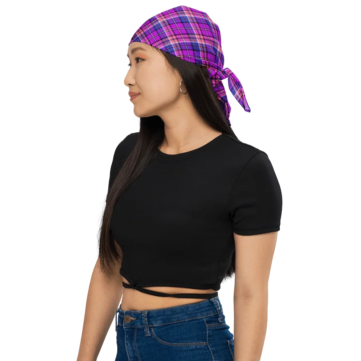 Bright Purple, Pink, and Blue Plaid Bandana product image (1)