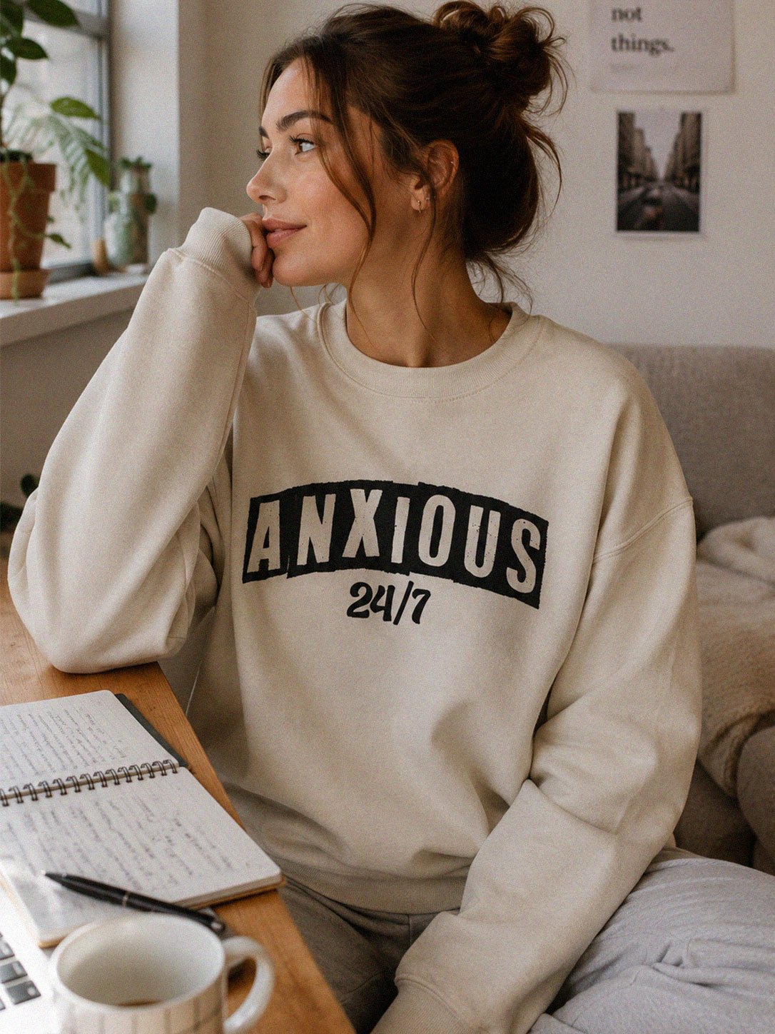 Anxious 24/7 Sweatshirt | Minimal Streetwear product image (1)