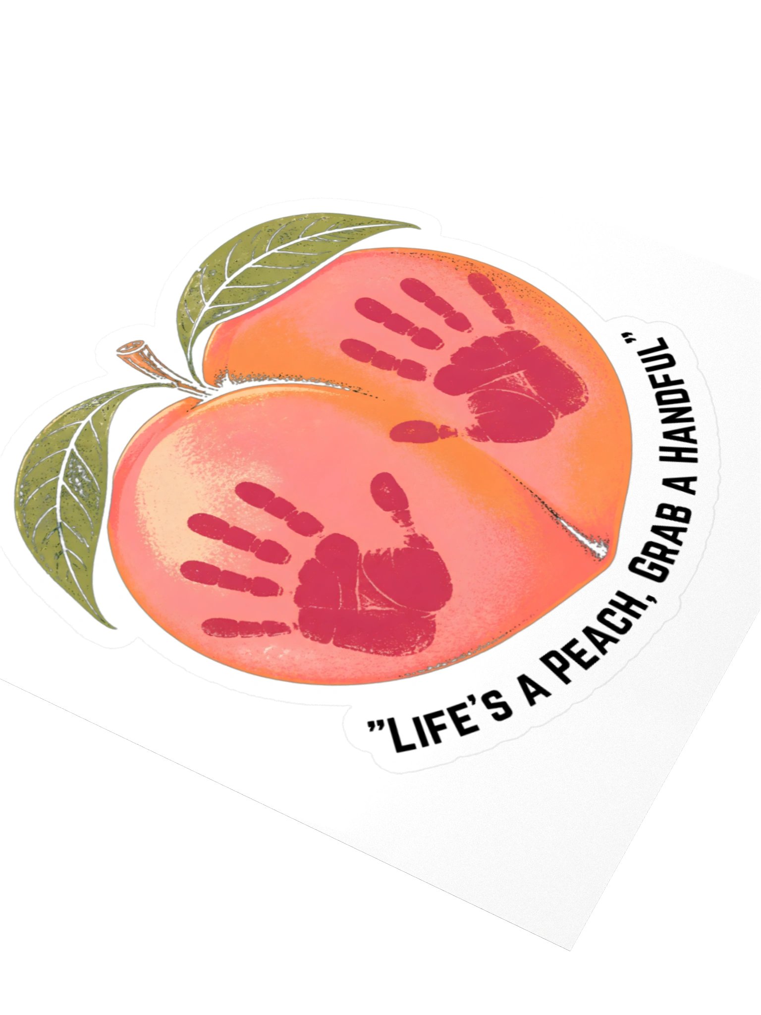 Peach Handprint Kiss Cut Sticker product image (7)