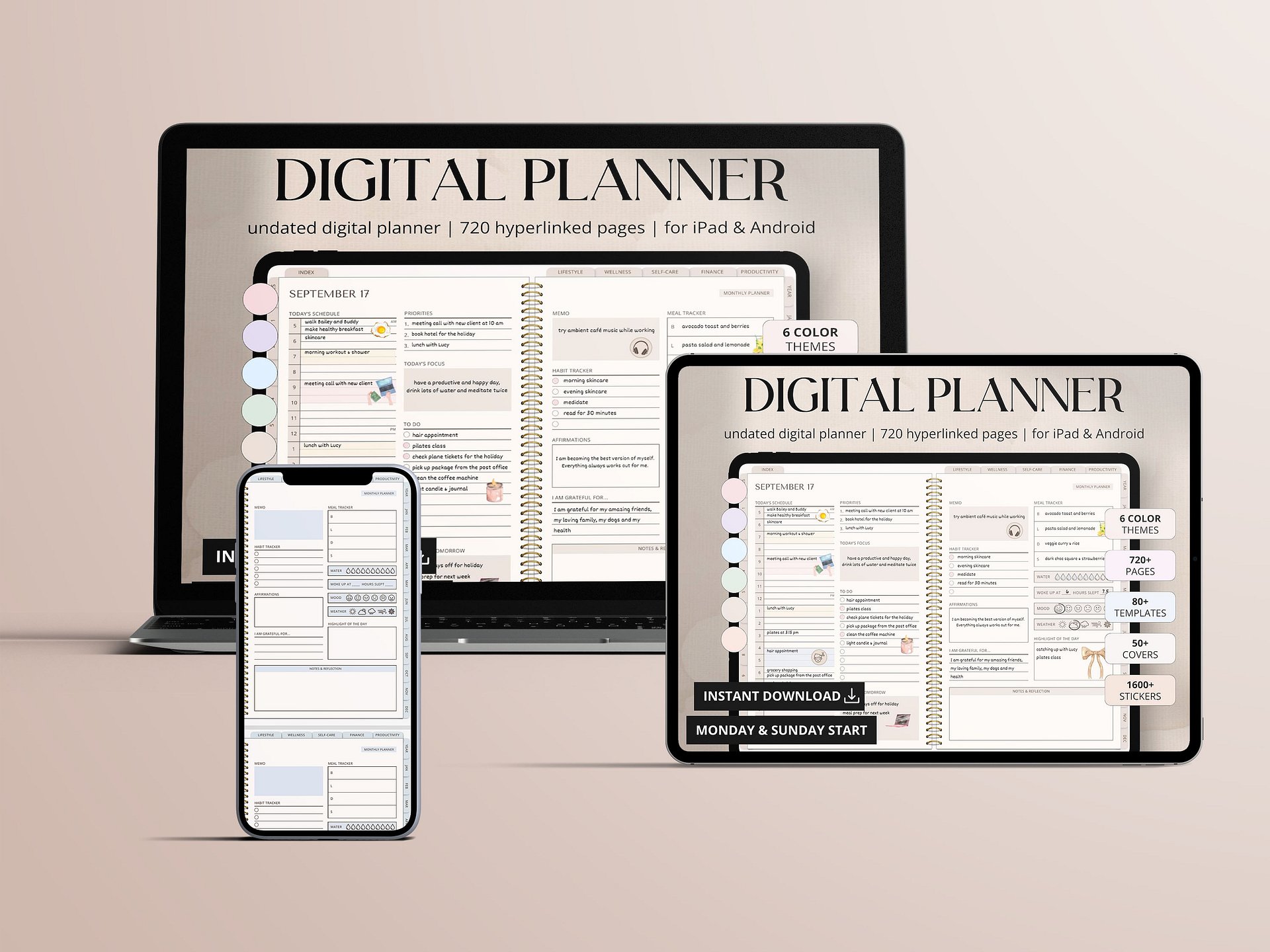 Digital Planner Undated, iPad & Android Planner product image (1)
