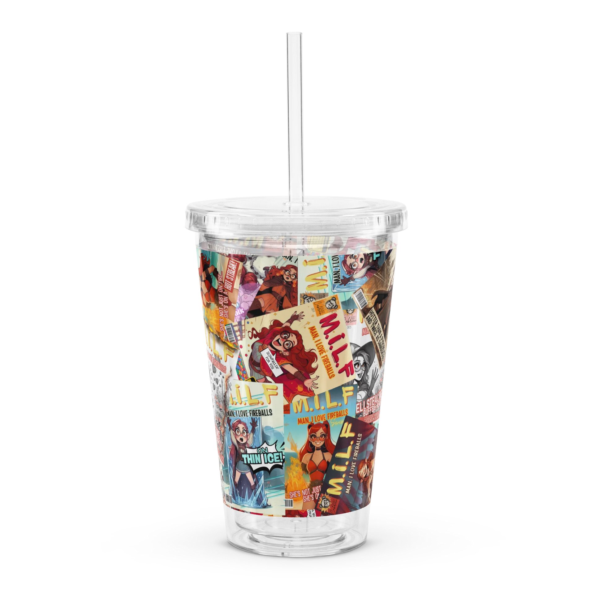 M.I.L.F. Clear Plastic Tumbler (16oz.) product image (1)