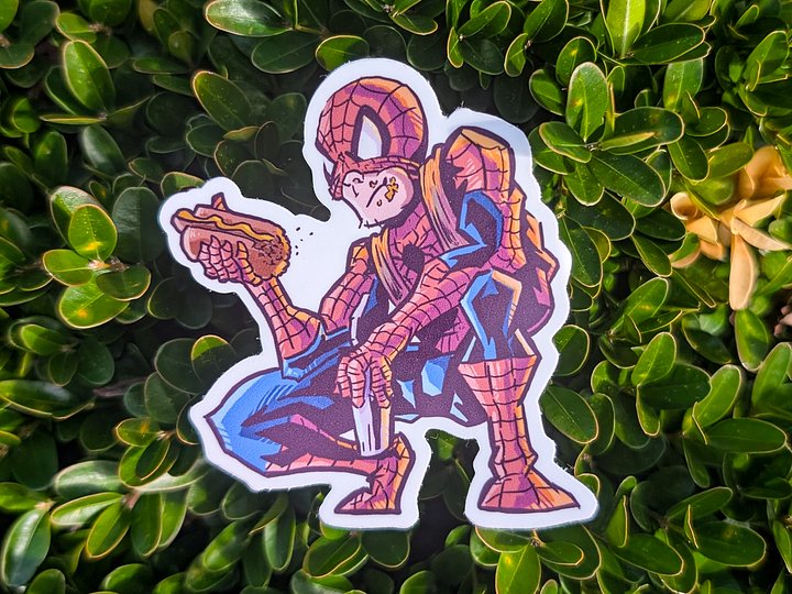 “Spidey’s Lunch Break” | Spider-Man Waterproof Vinyl Sticker product image (1)