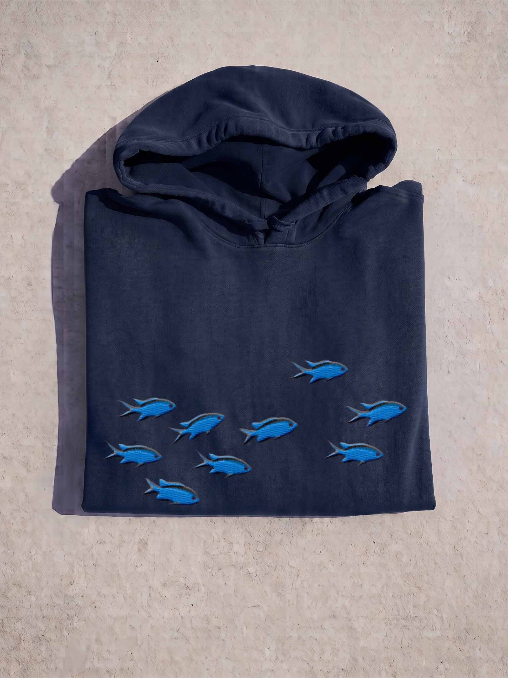 A School of Blue Chromis Embroidered Premium Hoodie | Saltwater Reef Aquarium Fish & Marine Life Apparel product image (1)