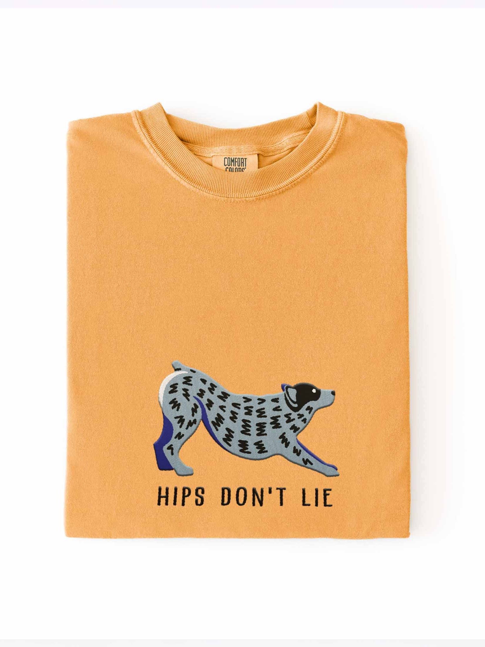 Hips Don't Lie T-Shirt(Embroidered) of an Australian Cattle Dog(Blue Heeler 2) product image (1)
