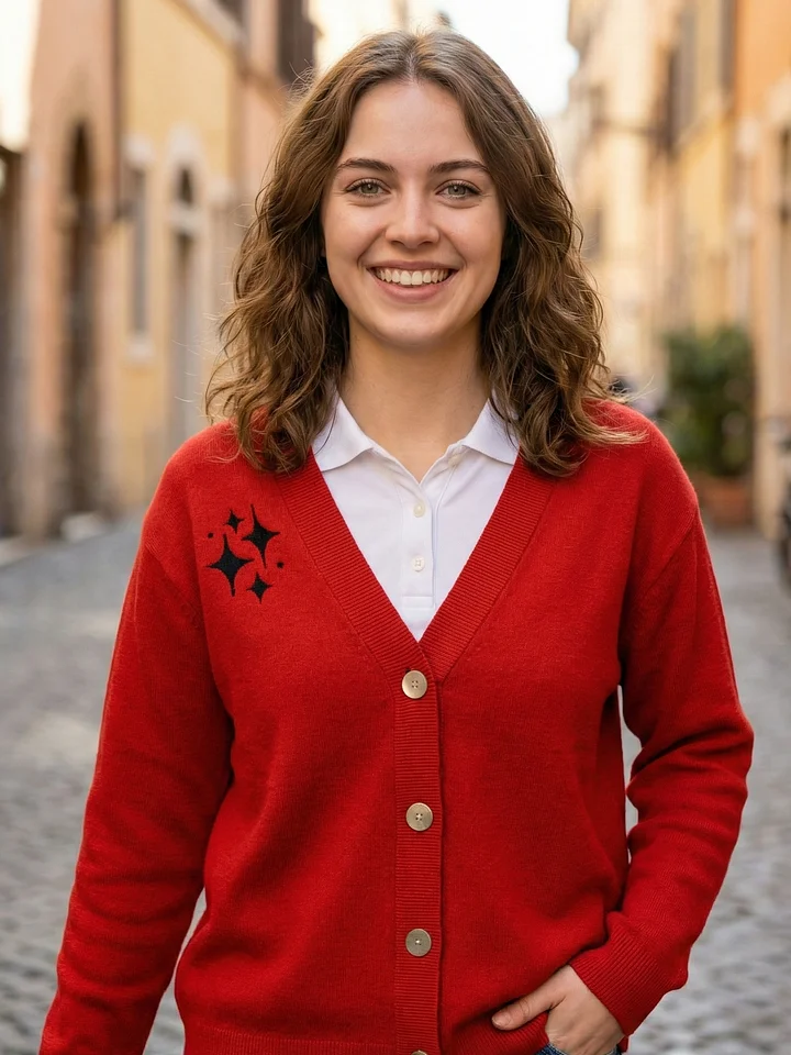 Red Knitted Cardigan Without Pocket product image (1)