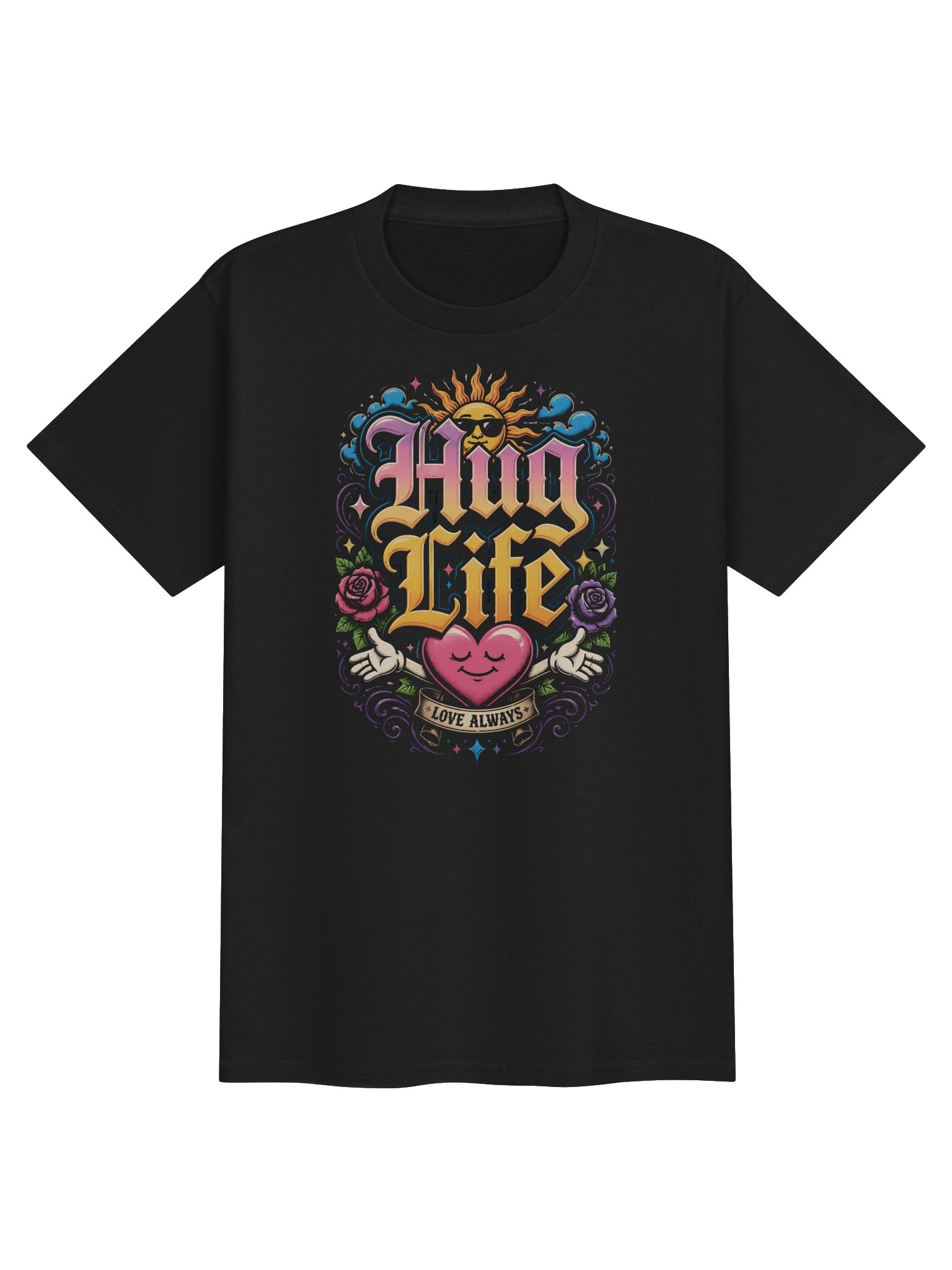 Hug Life Kids T-Shirt | Gothic Romantic Black Graphic Tee product image (1)