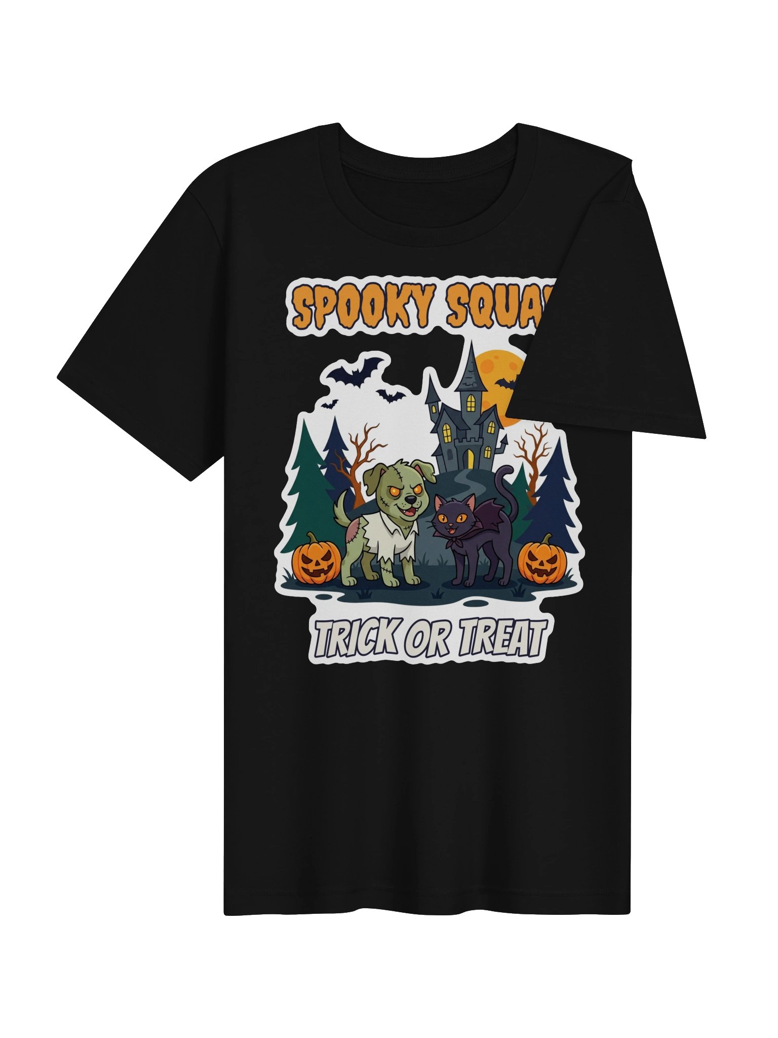 Spooky Squad Halloween T-Shirt – Zombie Dog & Vampire Cat Trick or Treat Tee, Cute Haunted House Shirt product image (20)